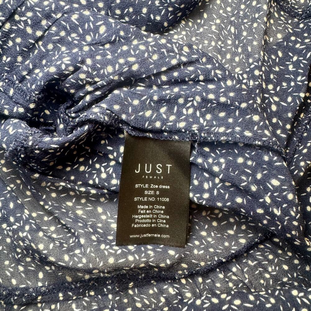JUST Female Zoe Midi Dress Navy Floral Women's Small Peasant Scandi Boho Indie - Picture 16 of 16